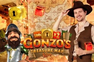 Gonzo's Treasure Map logo – Live Dealer by Evolution at CrownJewelz