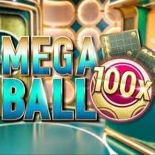 Mega Ball 100x online game logo by Evolution on crownjewelz.win